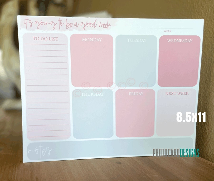 Weekly Planner Notepad, 8.5x11 Notepads