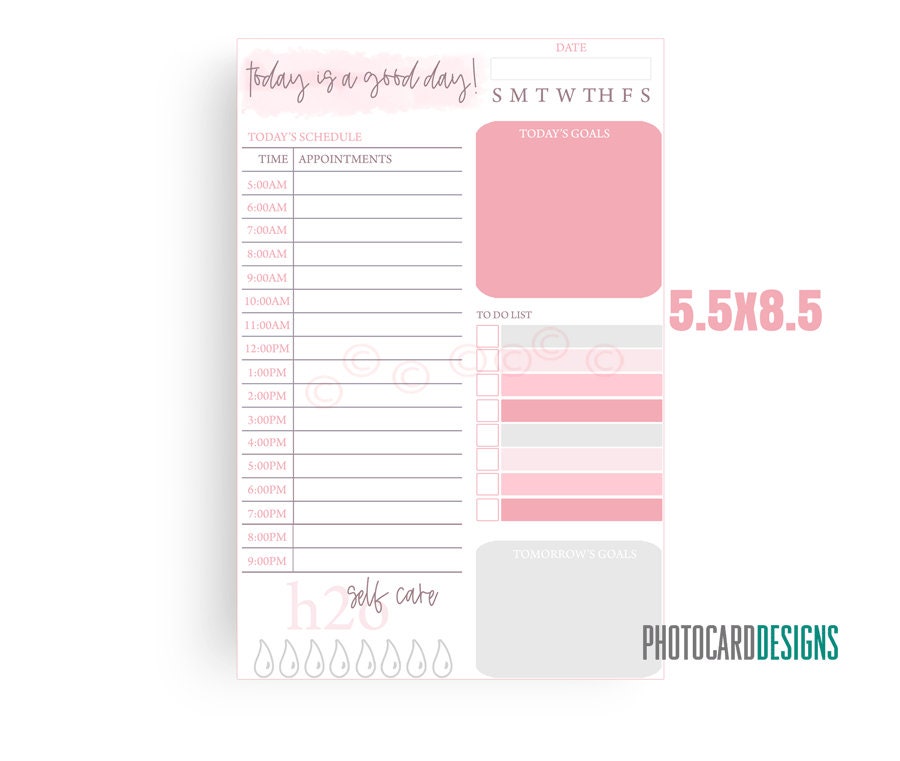 Daily Planner Tear off Notepad, 5.5x8.5 Notepads